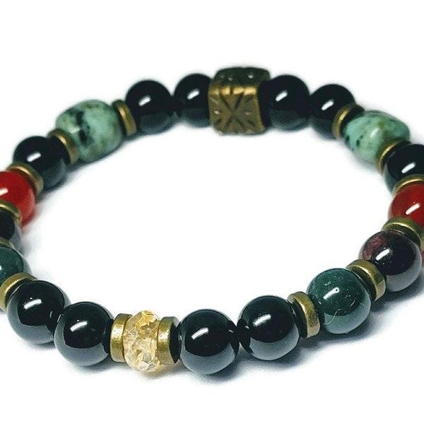 Unisex Gemstone bracelet, Stretch bracelet for Men, Wellness, Holistic Healing,Well-Being,Natural Stone jewelry