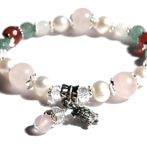 JUNO Fertility Stretch Bracelet with Rose Quartz, Moonstone, Carnelian, Green Aventurine, Pearls, Crystals/ pregnancy bracelet/ttc gift