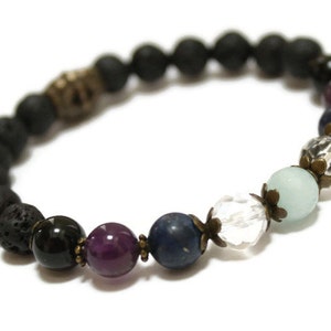LAVA Gemstone Oil Diffuser Wellness bracelet, Anti Anxiety, sleep aid, Health, Stretch bracelet, Well-being,Holistic Healing, crystal energy