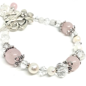FREYJA Fertility and Pregnancy Bracelet / Healing Crystals/ Gemstones Rose Quartz, Moonstone, Pearls, Crystals