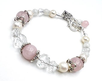 ISET Fertility and Pregnancy Bracelet  -Rose Quartz, Moonstone, Pearls, Crystals