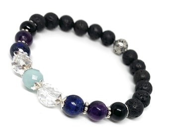 LAVA Gemstone Oil Diffuser Wellness bracelet, Anti Anxiety, sleep aid, Health, Stretch bracelet, Well-being,Holistic Healing, crystal energy