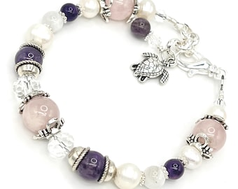 NIXI Fertility Pregnancy Bracelet -Amethyst, Rose Quartz, Moonstone, Pearls, Crystals, Holistic Healing, IUI support, Baby bracelet