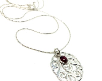 Sterling Silver Necklace, Garnet gemstone, January birthstones, Valentine’s, mothers day gift, healing gemstones