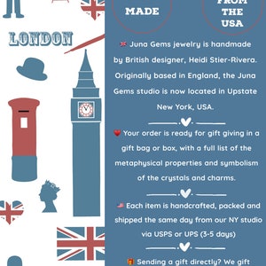 May include: An illustrated graphic with London landmarks, British flags, and text that reads "British Made" and "Ships from the USA." The image also includes text about handmade jewelry.