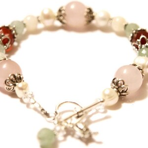 Juno Fertility Pregnancy Bracelet in Sterling Silver -with Rose Quartz, Green Aventurine, Moonstone, Carnelian , Pearls and Crystals