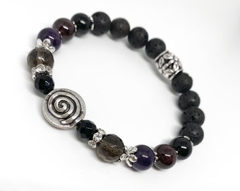 LAVA Gemstone Oil Diffuser Wellness bracelet, Stress Relief and Anti Anxiety Stretch bracelet, Well-being,Holistic Healing, crystal energy