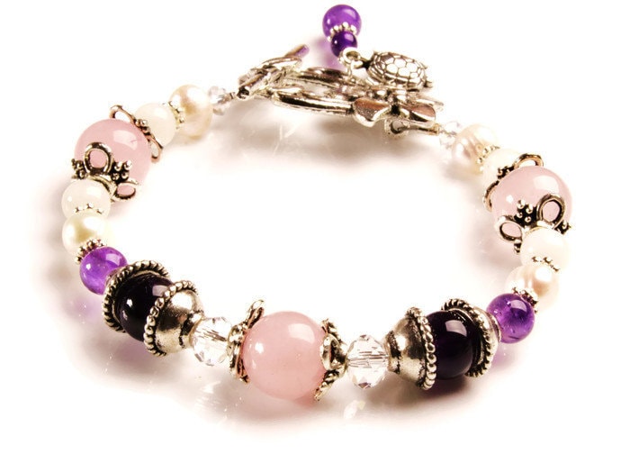 positive energy TTC gift NIXI Fertility and Pregnancy Bracelet Featuring Natural Gemstones Rose Quartz holistic jewelry Amethyst Moonstone IUI Support 