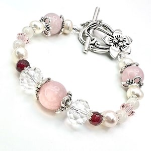 Luna Love Gemstone Bracelet / Self Love / Fertility / Pregnancy with healing crystal gems Garnet/ Rose Quartz /Moonstone / Pearls
