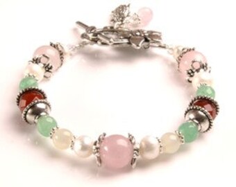 JUNO Fertility and Pregnancy Bracelet-Balancing chakra bracelet -gemstones Carnelian, Green Aventurine, Rose Quartz, Moonstone