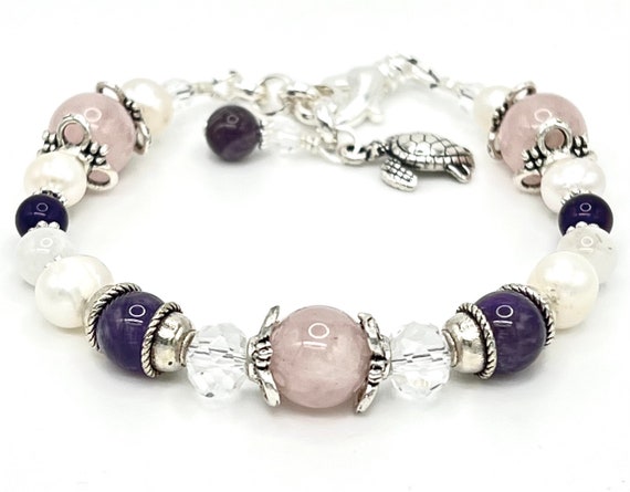 Fertility Healing Love Pregnancy bracelet Rose Quartz Moonstones Pearls 