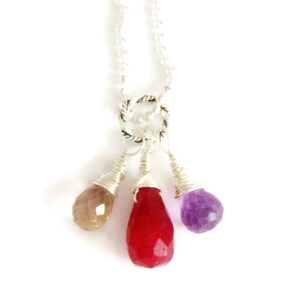 RUBY Sterling Necklace- Moonstone, Amethyst and Ametrine for fertility pregnancy anti anxiety