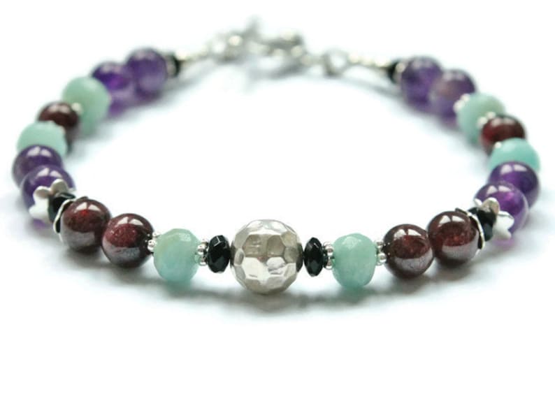 New Mom Bracelet With Black Onyx Amazonite Amethyst - Etsy