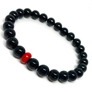 Firefighter Gemstone Oil Diffuser Unisex Stretch Bracelet / Red Howlite /Black Onyx /Holistic Crystal Jewelry