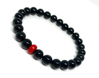 Firefighter Gemstone Oil Diffuser Unisex Stretch Bracelet / Red Howlite /Black Onyx /Holistic Crystal Jewelry