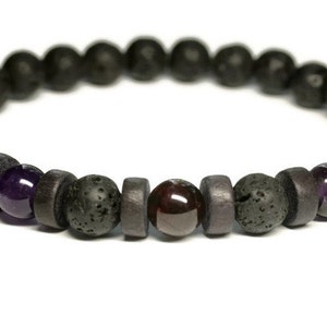 Mens Gemstone Oil Diffuser Wellness bracelet, Anti Anxiety, sleep aid, Stretch bracelet, Well-being,Holistic Healing, crystal energy