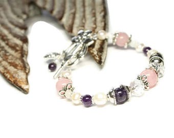 NIXI Fertility Pregnancy Bracelet -Amethyst, Rose Quartz, Moonstone, Pearls, Crystals, Holistic Healing, IUI support, Baby bracelet