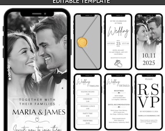 Digital Animated Wedding Invitation, Editable Canva Template, Wedding Invitation Video, Animated Wedding Invite, Wedding Invite with Photo