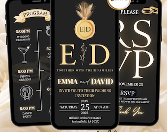 Digital Wedding Invitation  RSVP | Editable Canva | Clickable RSVP & Countdown | Customizable Animated Template | Wedding Registry Template