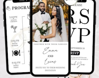 Digital Wedding Invitation RSVP | Editable Canva | Clickable RSVP & Countdown | Customizable Animated Template | Wedding Registry Template