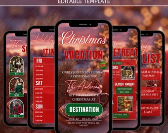 Christmas Vacation Girls Trip Itinerary, Animated Digital Planner, Holiday Weekend Schedule Template, Editable Christmas Itinerary