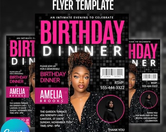 Plantilla de portada de revista para cena de cumpleaños, plantilla de revista editable en Canva, regalo personalizado, plantilla de fiesta de Cover Girl para revista fotográfica