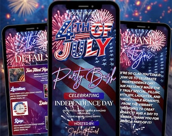 Digital 4th of July Party Invitation, Animated Independence Day Video Invite, Patriotic Canva Editable Template, Instant Download