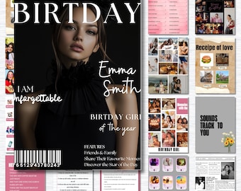 Geburtstag Magazin druckbare Vorlage, Canva bearbeitbare Vorlage, Foto Magazin, Bestie Schwester Geschenk, für immer Bester Freund, personalisierte Vorlage