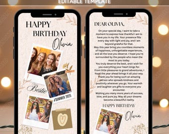 Customizable Friends Picture Birthday E-Card, Editable Digital Download for a Personalized and Unique Birthday Celebration Greeting