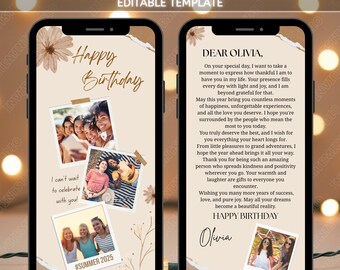 Friends Picture Birthday E-Card, Fully Editable Digital Download, Customizable Design for a Personalized and Memorable Birthday Celebration