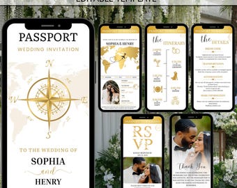 Animated Passport Wedding Invitation Template , Destination Boarding Pass, Electronic Invitation Wedding RSVP, Instant PDF Download