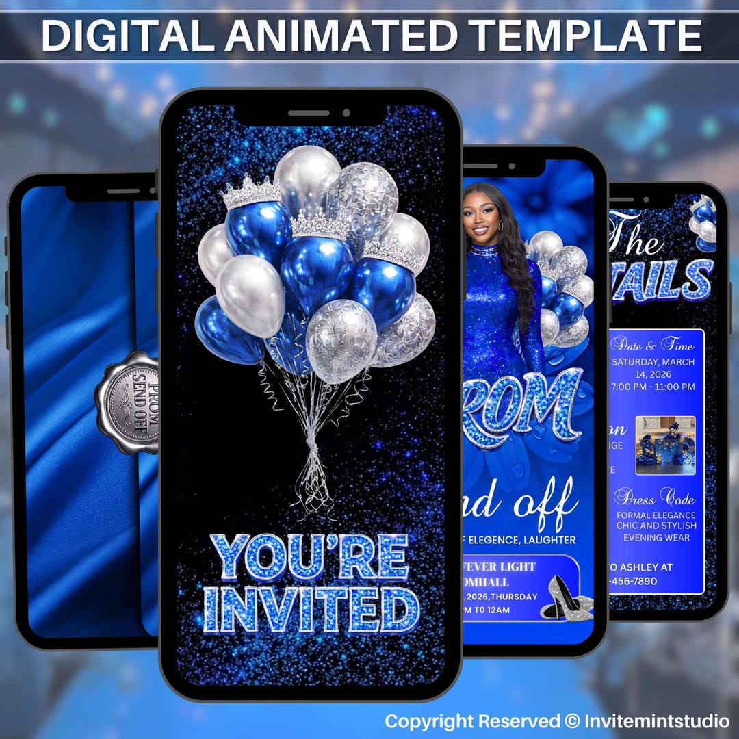 Animated Prom Send off Invitation,digital Blue Graduation Ecard ...