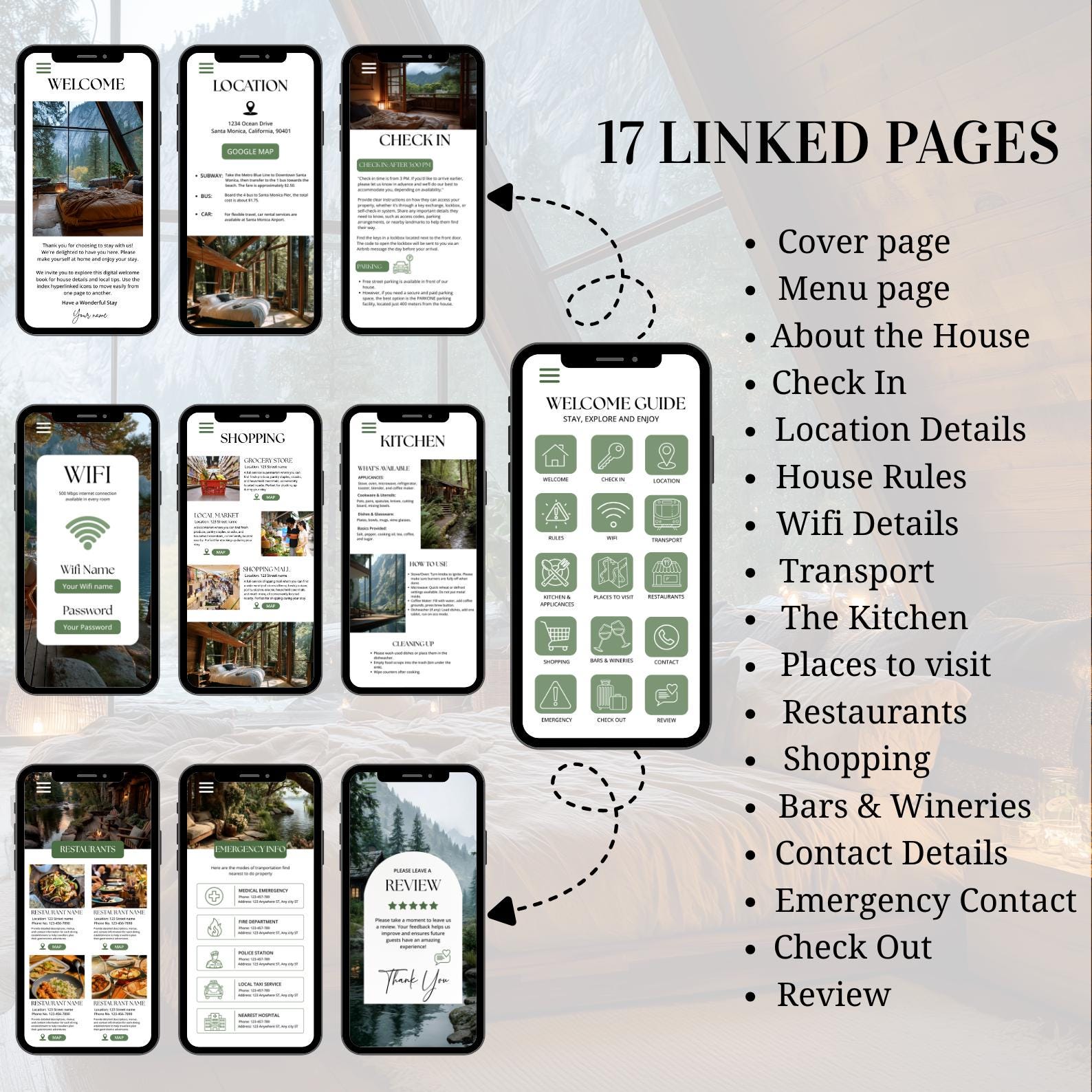 Modern Airbnb Welcome Book Template, 17 Pages Editable Guest Book ...
