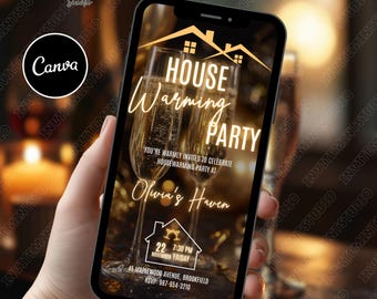 Animated Housewarming Party Invitation, Editable New Home Celebration Evite, Modern Digital Invite for Women, Self-Editable Template