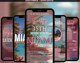Animierte Geburtstagsreiseeinladung, Geburtstagsreiseplan, Reiseplanvorlage, Wochenendreiseplan, digitale Einladung, Mädchenreiseurlaubsplan
