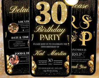 30 Birhtday Digital RSVP | Editable Canva | Clickable RSVP & Countdown | Customizable Animated Template | Birthday Party Digital Invitation