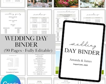 Editable Wedding Day Binder Template Bundle, Fully Editable Design, Wedding Itinerary, Printable Wedding Template, PDF Download