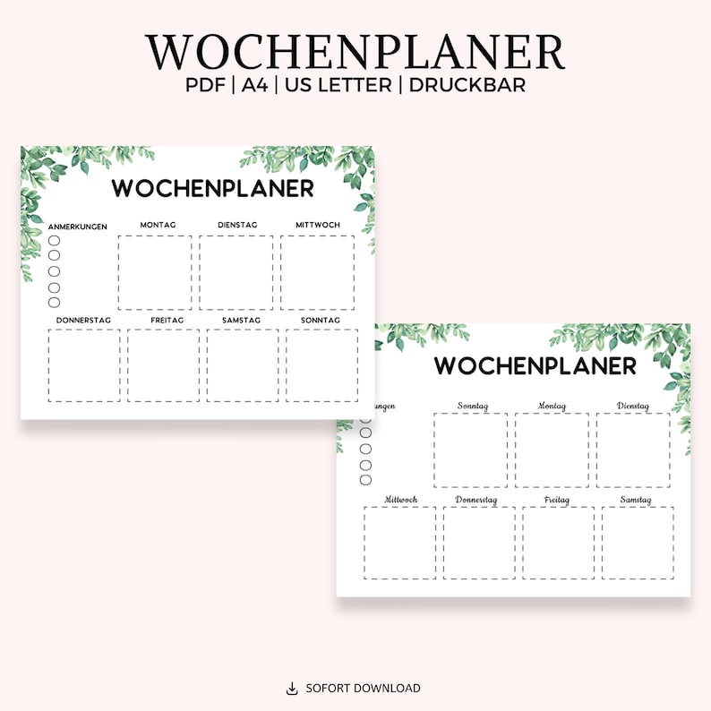 Wöchentlicher Planer Zum Ausdrucken Im Querformat, Minimalistischer 