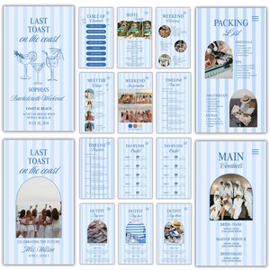 Bachelorette Itinerary Template, Coastal Travel Planner for Girls Trip, Last Toast Digital Invitation, Hens Party Digital Download image 4