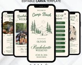 Bachelorette Itinerary Template, Digital Mobile Invitation, Customizable Canva Design for Camp Bach Weekend, Instant Download