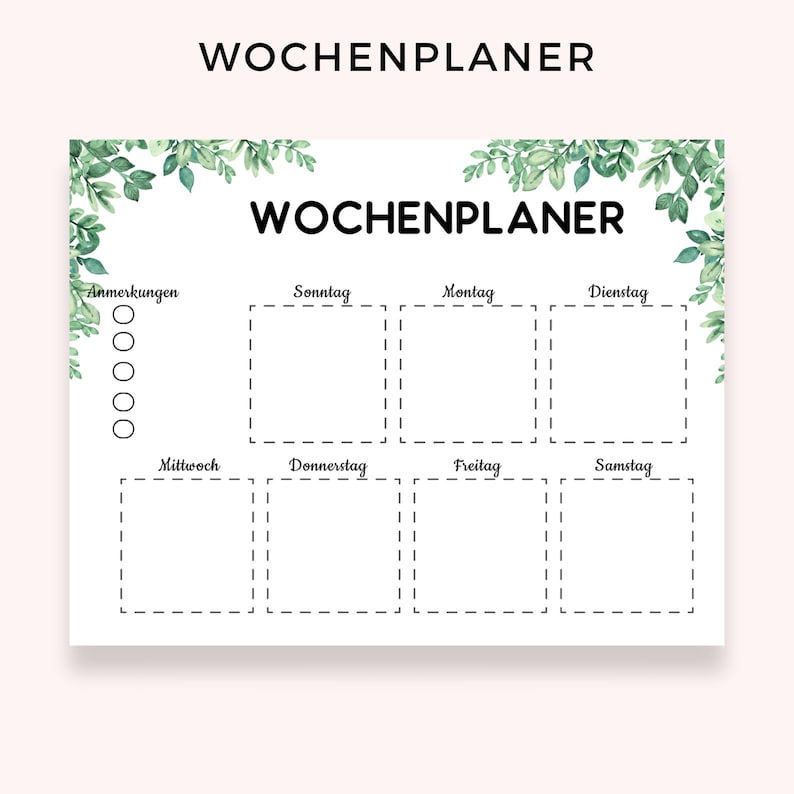 Wöchentlicher Planer Zum Ausdrucken Im Querformat, Minimalistischer