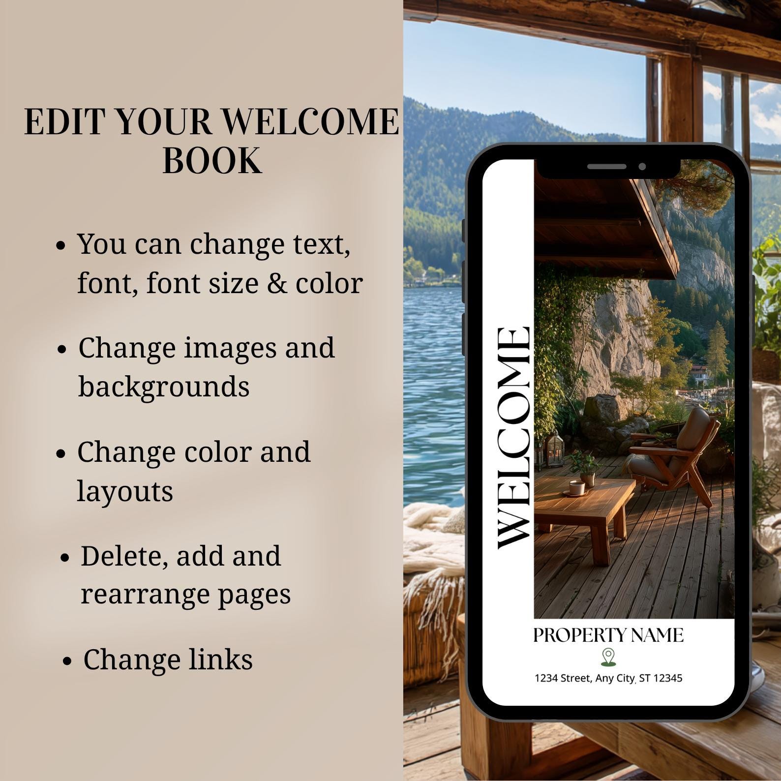Modern Airbnb Welcome Book Template, 17 Pages Editable Guest Book ...