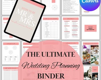 Printable Ultimate Wedding Planning Binder Template, Canva Editable Template, Weeding Day Binder, PDF Instant Download