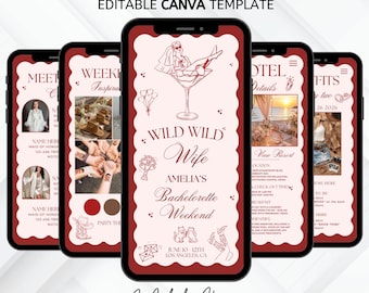 Wild Wild Wife Bachelorette Weekend Planner, Western Girls Trip Itinerary, Cowgirl Party Schedule Template, Editable Canva Digital Download
