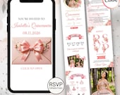 Quinceañera Digital Website Invitation, Royal Pink Sweet 16 Invite with RSVP Tracker, Countdown Timer & Instant Download Template