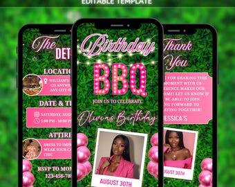 Animated BBQ Party Invitation, Birthday BBQ Chill And Grill, Glam Bbq Video Invite, Editable Invitation, Barbeque Invitation, Video Invite
