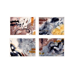 Tarjetas abstractas de acuarela naranja: juego de 4