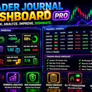 Trader Journal Dashboard PRO – Análises de negociação inteligentes, gerenciador de risco e rastreador de desempenho para TradingView