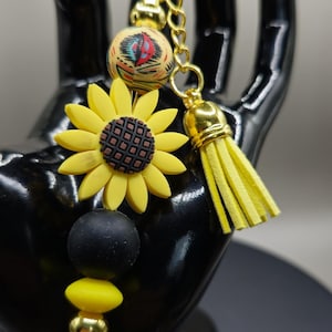 sunflower flower key ring
