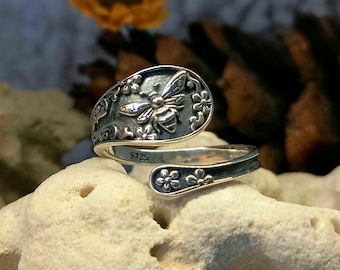 Vintage Sterling Avon Hearts and Flowers Wrap Ring